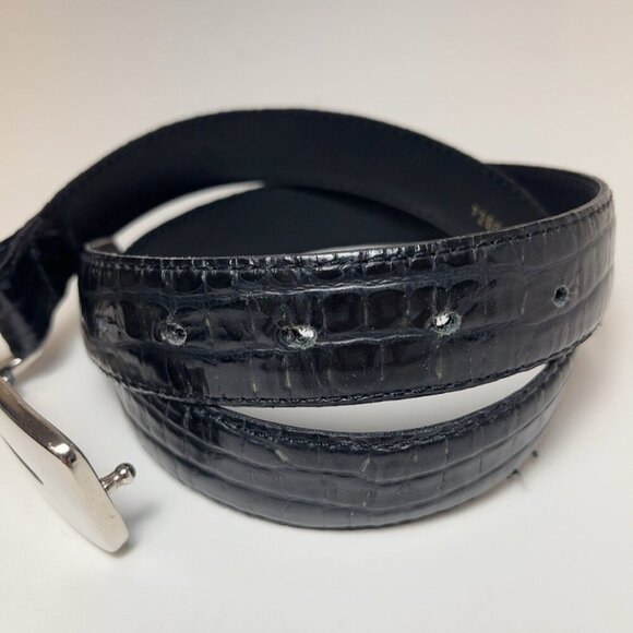 Kudos Womens 80 32 Leather Crocodile Black Belt - Picture 3 of 5